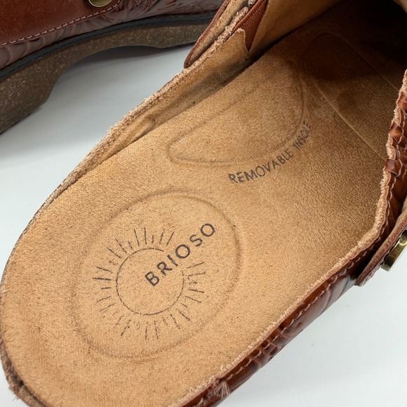 BRIOSO Women's Embossed Leather Clogs Slip On Slingback Shoes Brown 8M - Picture 6 of 7